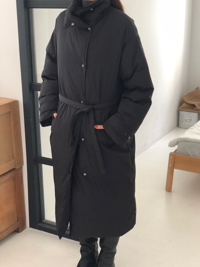 THE EYL韓國代購㊣女士新款推薦時尚職業長款羽絨服含腰帶THE EYL長款羽絨服