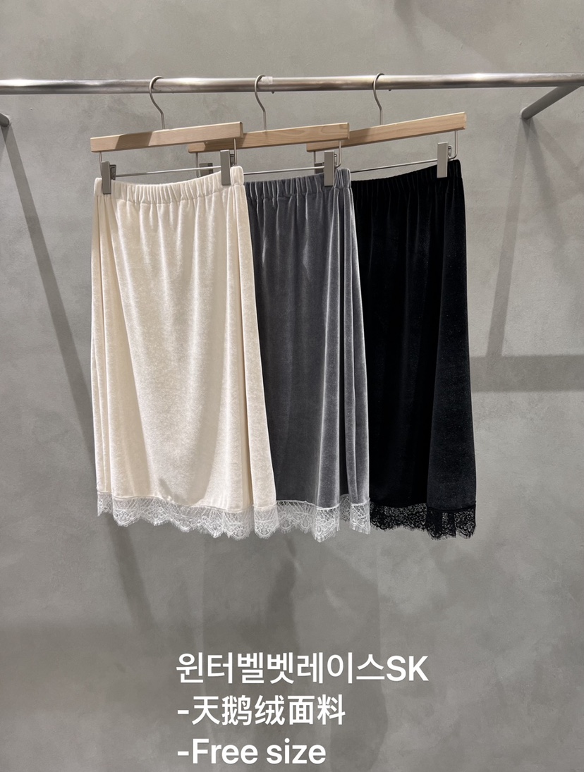 X-MOOD東大門㊣直郵女裝新款推薦職業半身裙中短裙天鵝絨蕾絲X-MOOD半身裙/中短裙