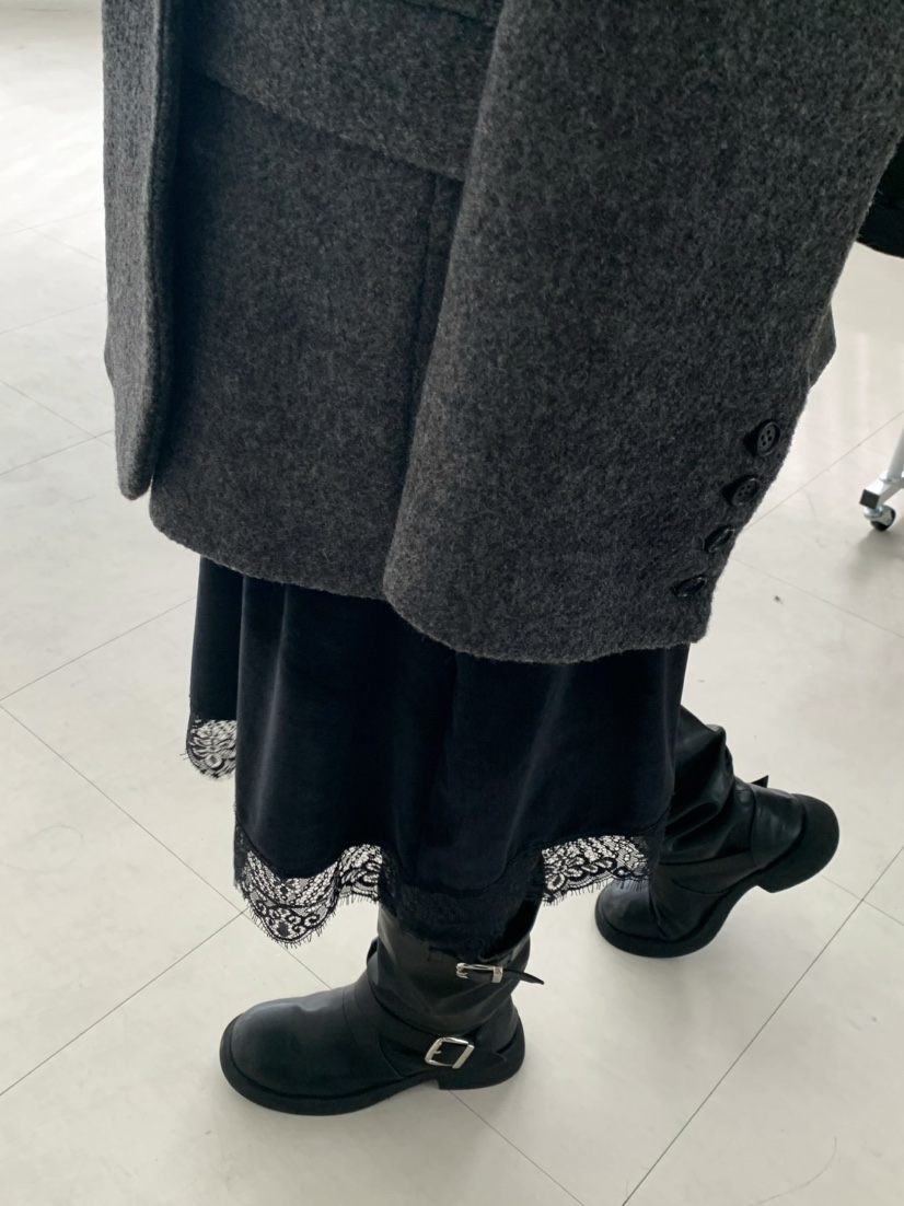 X-MOOD東大門㊣直郵女裝新款推薦職業半身裙中短裙天鵝絨蕾絲X-MOOD半身裙/中短裙