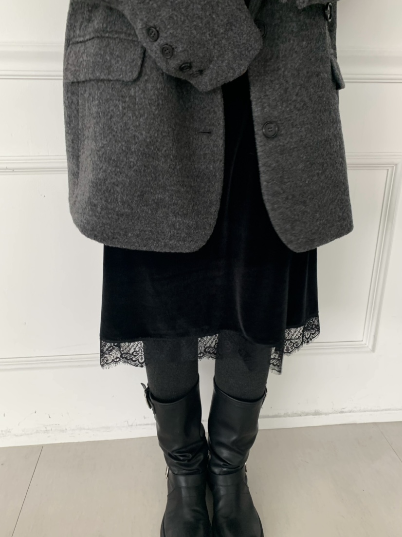 X-MOOD東大門㊣直郵女裝新款推薦職業半身裙中短裙天鵝絨蕾絲X-MOOD半身裙/中短裙