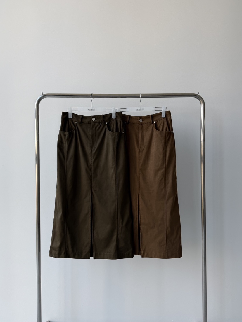 MINIMUZE韓國代購㊣女士新款真品熱賣人氣時尚25秋冬長裙絨面革MINIMUZE長裙