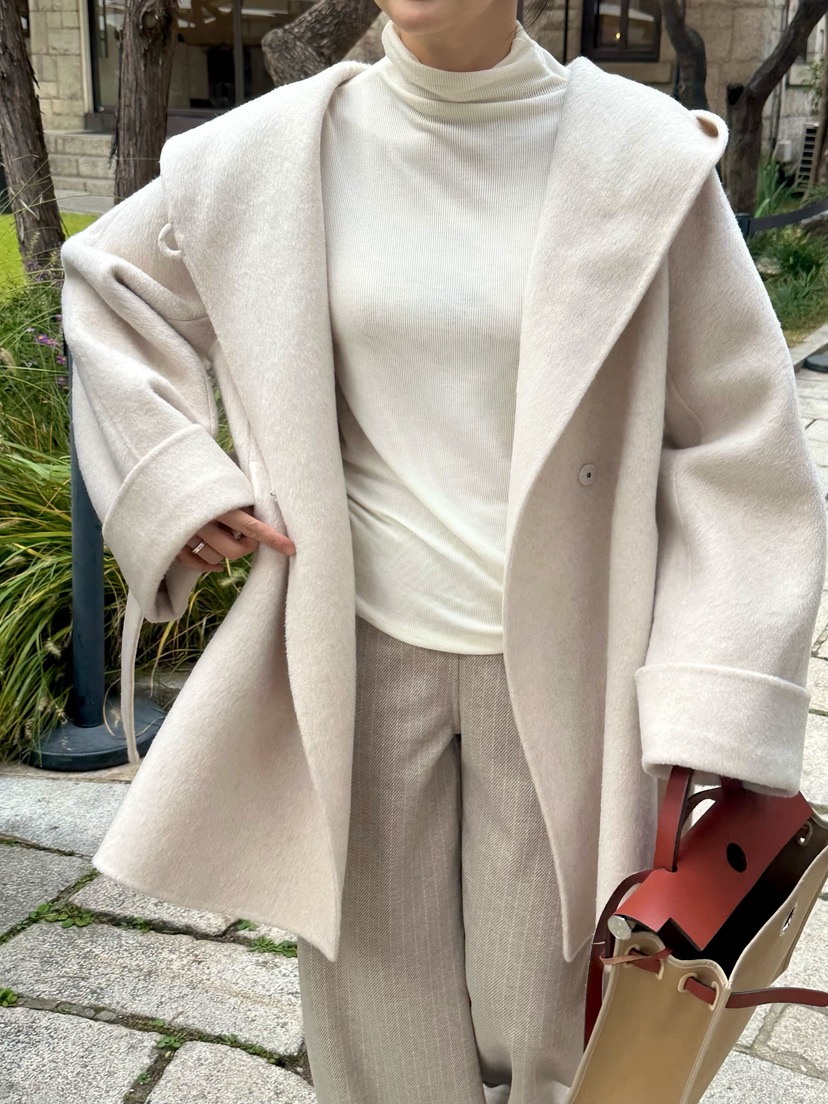 HEIZE韓國代購㊣女裝新品人氣熱賣真品中長款大衣含腰帶羊駝HEIZE中長款大衣