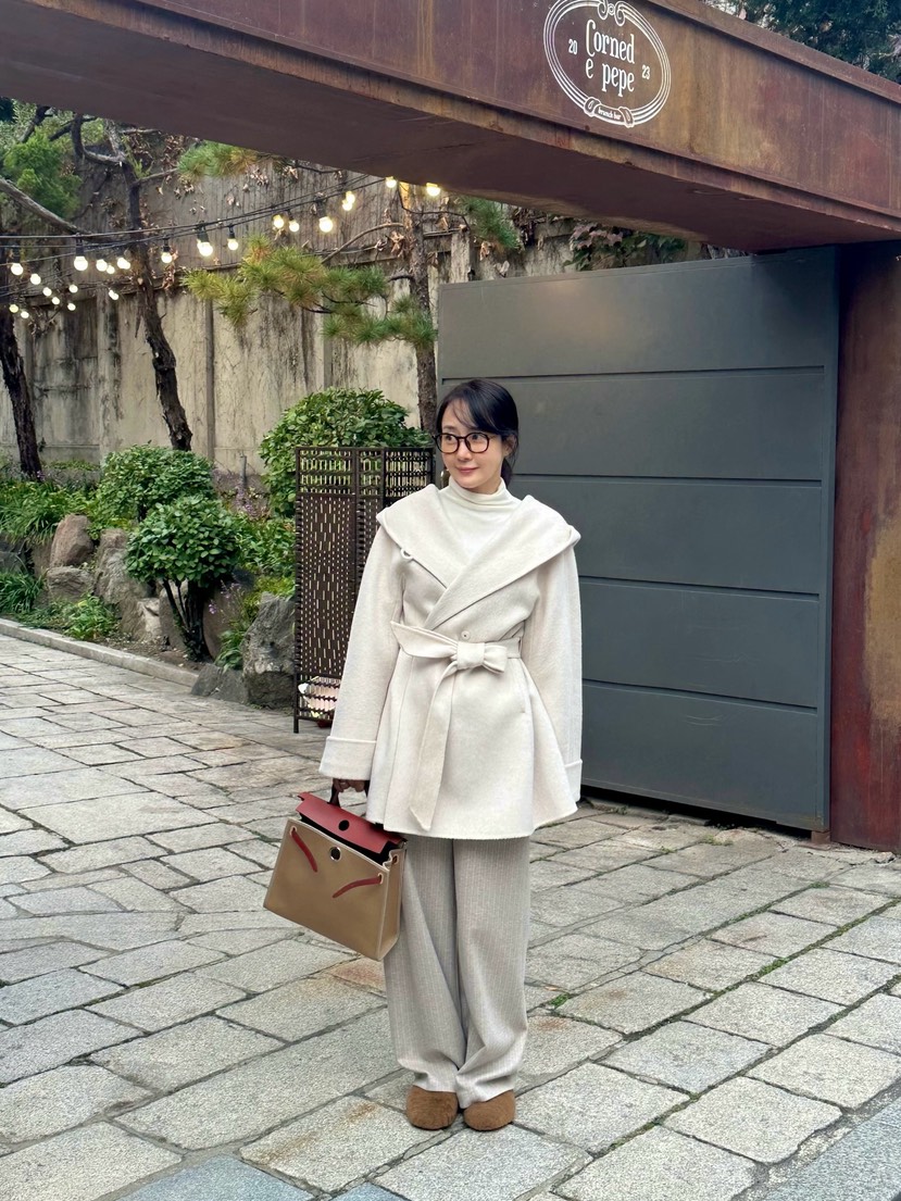 HEIZE韓國代購㊣女裝新品人氣熱賣真品中長款大衣含腰帶羊駝HEIZE中長款大衣