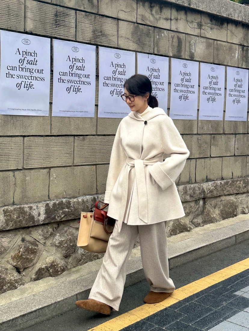 HEIZE韓國代購㊣女裝新品人氣熱賣真品中長款大衣含腰帶羊駝HEIZE中長款大衣