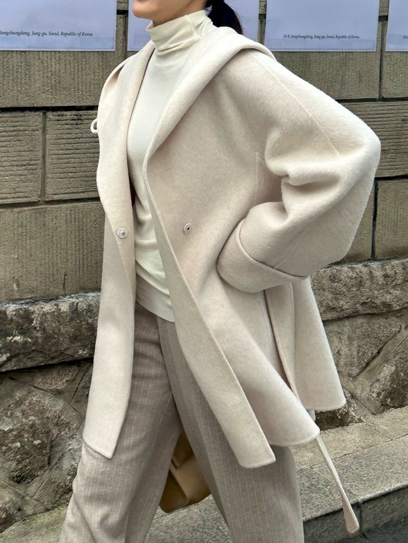 HEIZE韓國代購㊣女裝新品人氣熱賣真品中長款大衣含腰帶羊駝HEIZE中長款大衣