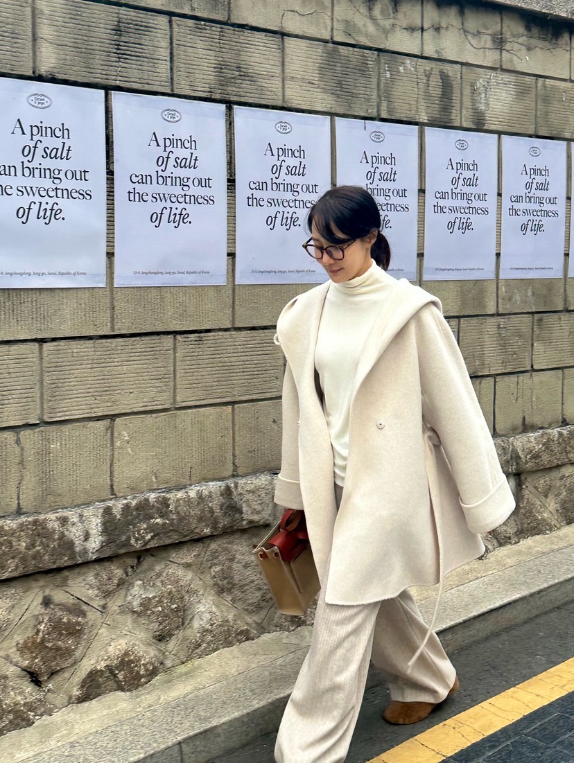 HEIZE韓國代購㊣女裝新品人氣熱賣真品中長款大衣含腰帶羊駝HEIZE中長款大衣