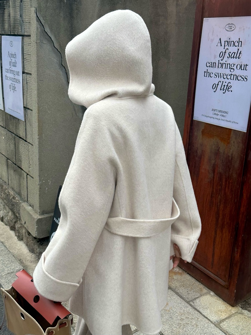 HEIZE韓國代購㊣女裝新品人氣熱賣真品中長款大衣含腰帶羊駝HEIZE中長款大衣