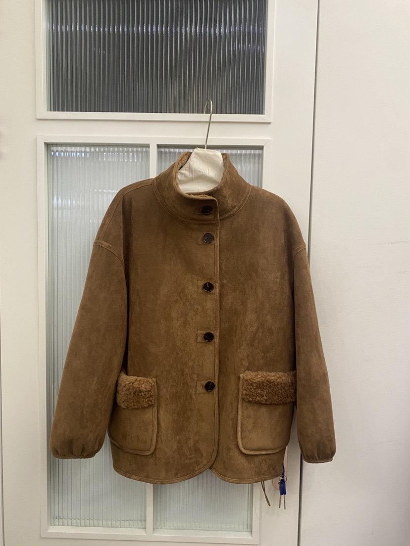 JADEMARKET韓國代購㊣女士新款真品人氣時尚短款大衣高領雙面JADE MARKET短款大衣圖色2