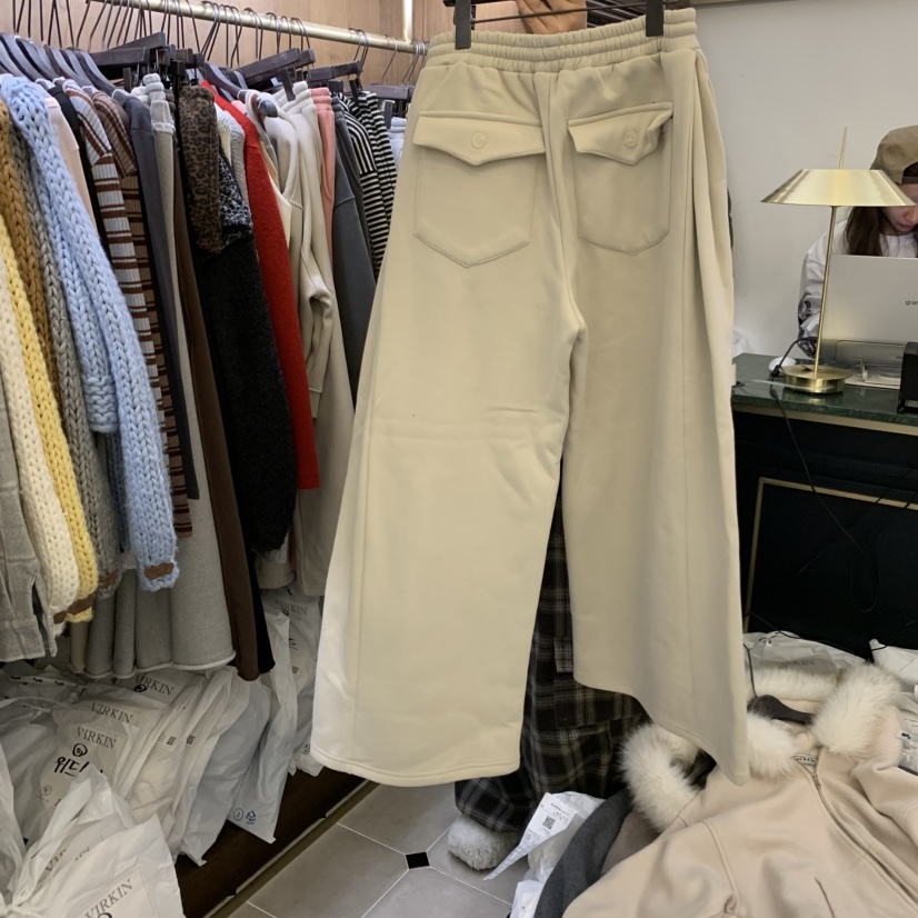 VIRKIN東大門㊣實拍女裝新款職業熱賣推薦休閑褲口袋加絨抓絨VIRKIN休閑褲