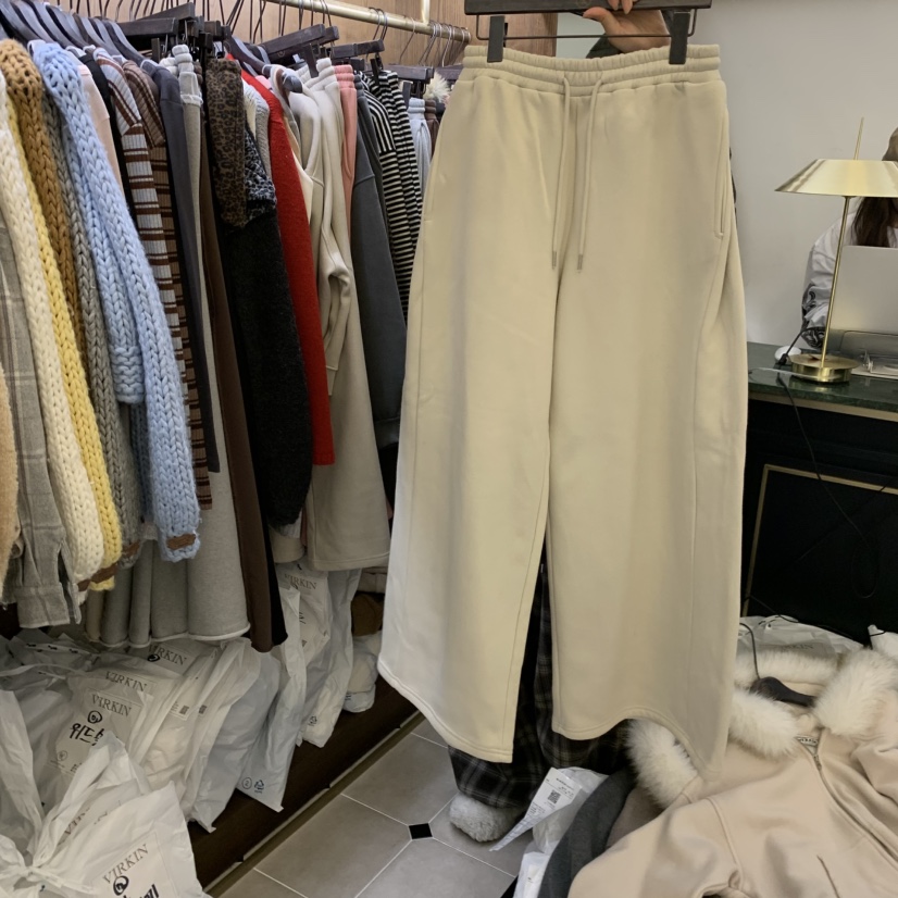 VIRKIN東大門㊣實拍女裝新款職業熱賣推薦休閑褲口袋加絨抓絨VIRKIN休閑褲圖色1