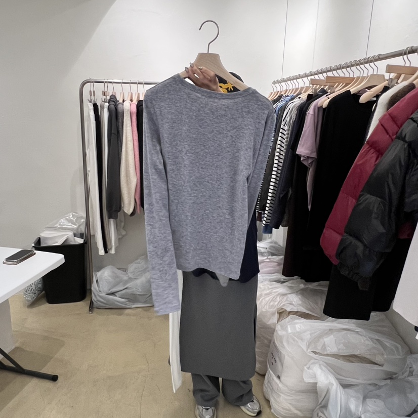 MUNSELL韓國代購㊣女裝新品真品推薦25秋冬人氣職業長袖T恤MUNSELL長袖T恤