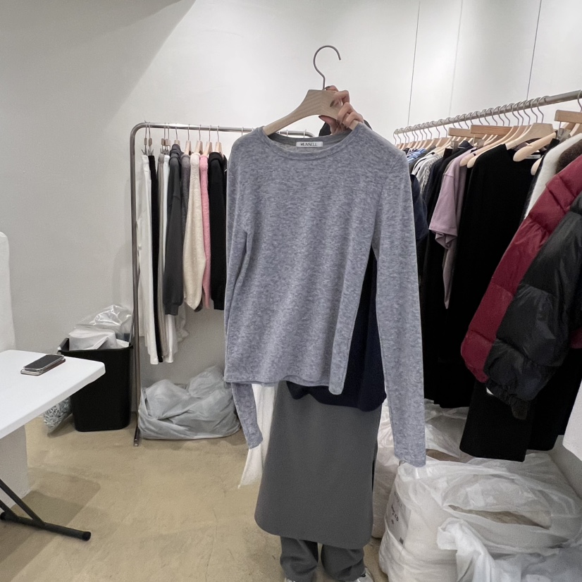 MUNSELL韓國代購㊣女裝新品真品推薦25秋冬人氣職業長袖T恤MUNSELL長袖T恤圖色2