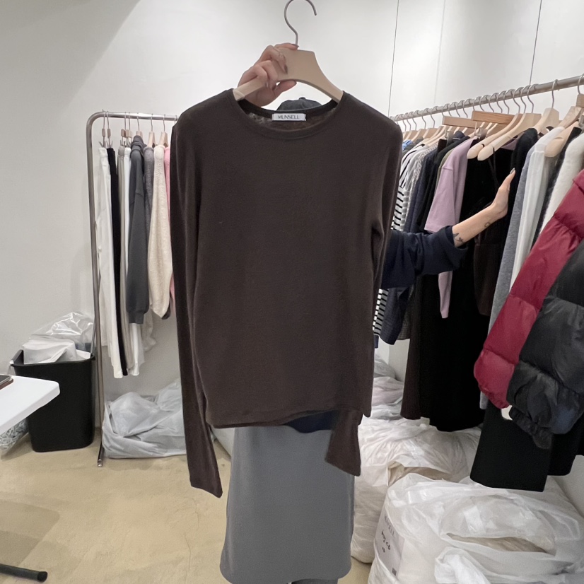 MUNSELL韓國代購㊣女裝新品真品推薦25秋冬人氣職業長袖T恤MUNSELL長袖T恤圖色3