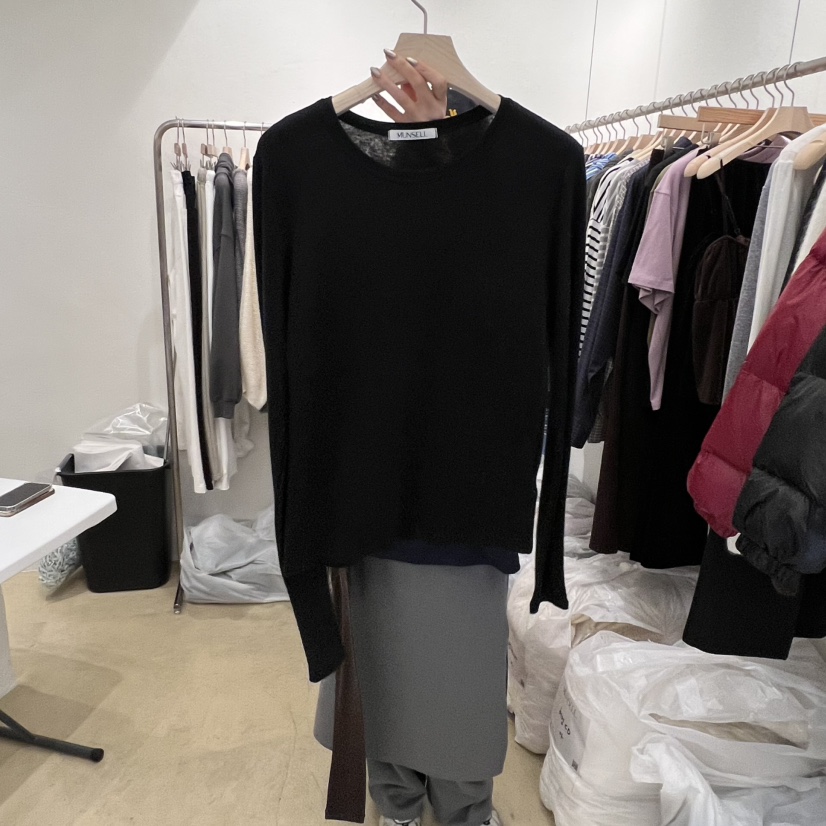 MUNSELL韓國代購㊣女裝新品真品推薦25秋冬人氣職業長袖T恤MUNSELL長袖T恤圖色4