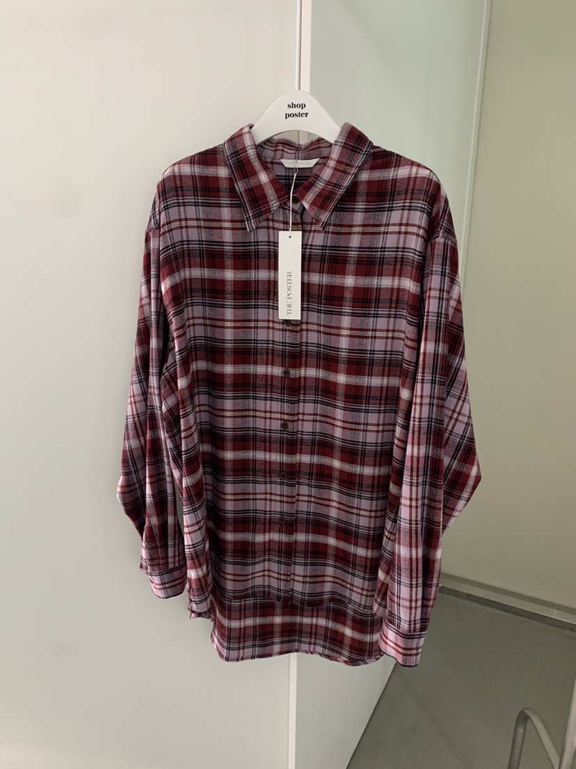 SHOP POSTER韓國代購㊣女士新款25秋冬真品襯衫蕾絲衫格子SHOP_POSTER襯衫/蕾絲衫圖色1