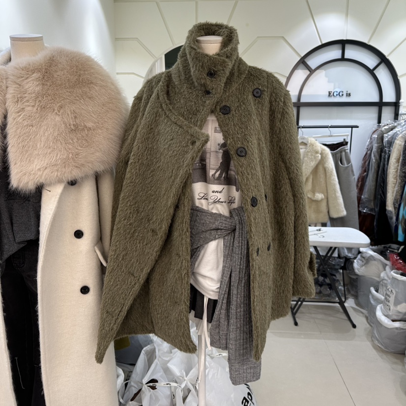 EGG IS東大門㊣直郵女士新款人氣25秋冬熱賣推薦中長款大衣EGG IS中長款大衣圖色2