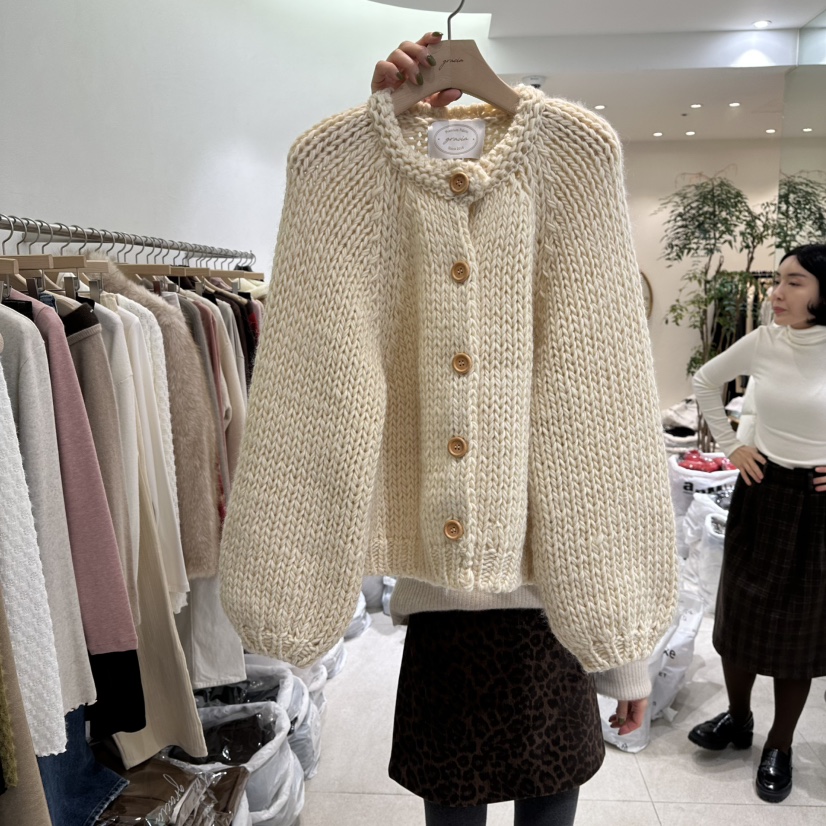 GRACIA韓國代購㊣女裝新款時尚人氣針織衫不含內搭手工開衫GRACIA針織衫圖色1