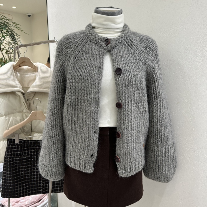 GRACIA韓國代購㊣女裝新款時尚人氣針織衫不含內搭手工開衫GRACIA針織衫圖色2