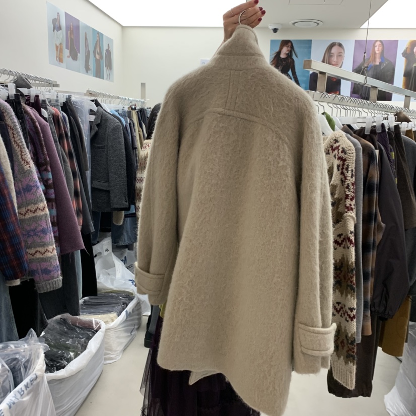 SOLD OUT韓國代購㊣女士新款推薦職業25秋冬中長款大衣羊駝毛SOLD OUT中長款大衣