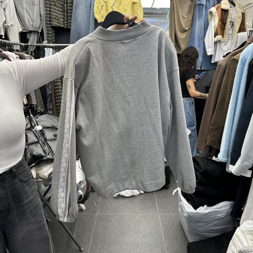 A-DEL韓國直郵㊣女裝新品熱賣25秋冬人氣夾克拉鏈加絨蕾絲A-DEL夾克