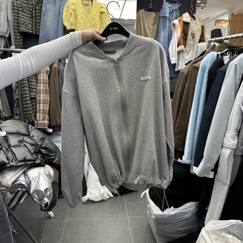 A-DEL韓國直郵㊣女裝新品熱賣25秋冬人氣夾克拉鏈加絨蕾絲A-DEL夾克圖色1