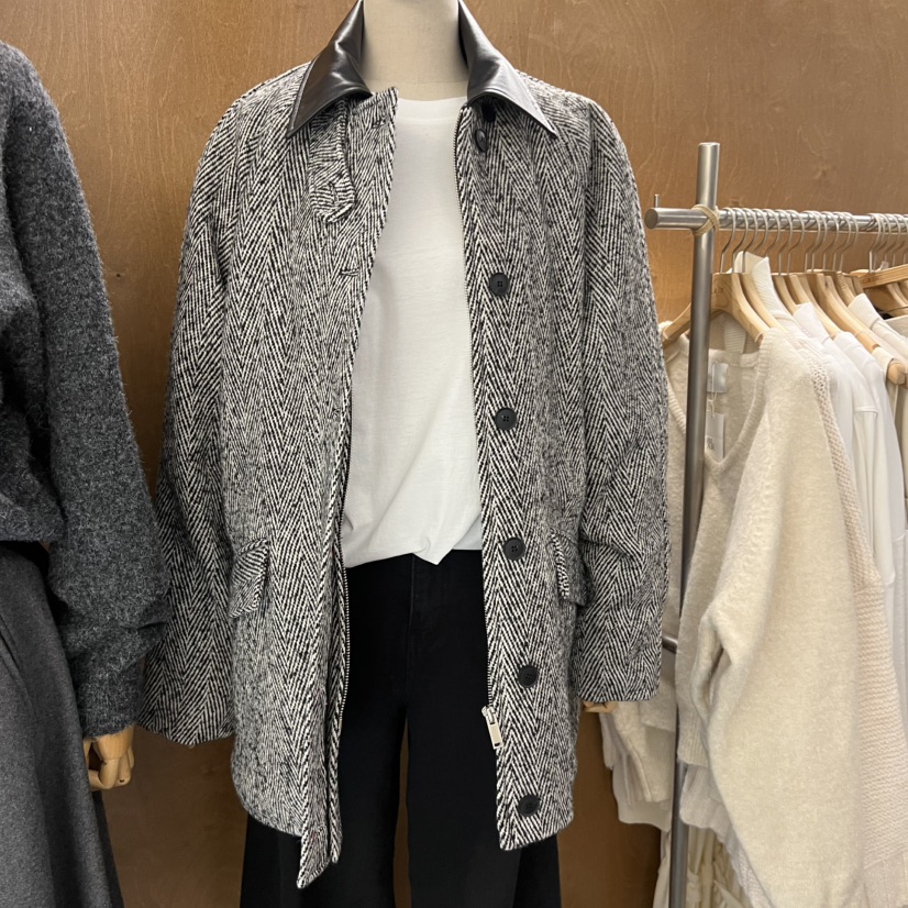 BLAIR韓國直郵㊣女士新品時尚熱賣職業人氣推薦夾克人字紋絎縫BLAIR seoul夾克圖色1