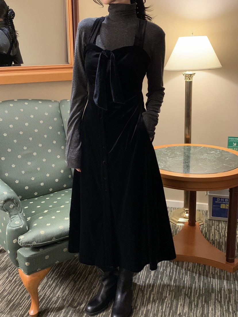 ARC東大門㊣實拍女裝新品時尚熱賣職業休閑真品25秋冬連衣裙絲絨ARC EN CIEL連衣裙