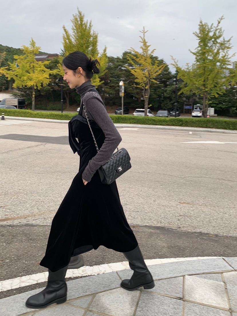 ARC東大門㊣實拍女裝新品時尚熱賣職業休閑真品25秋冬連衣裙絲絨ARC EN CIEL連衣裙