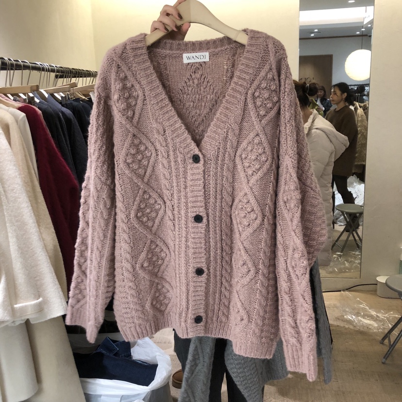 W AND J東大門㊣代購女士新款真品25秋冬職業毛衣網眼開衫W AND J毛衣圖色3