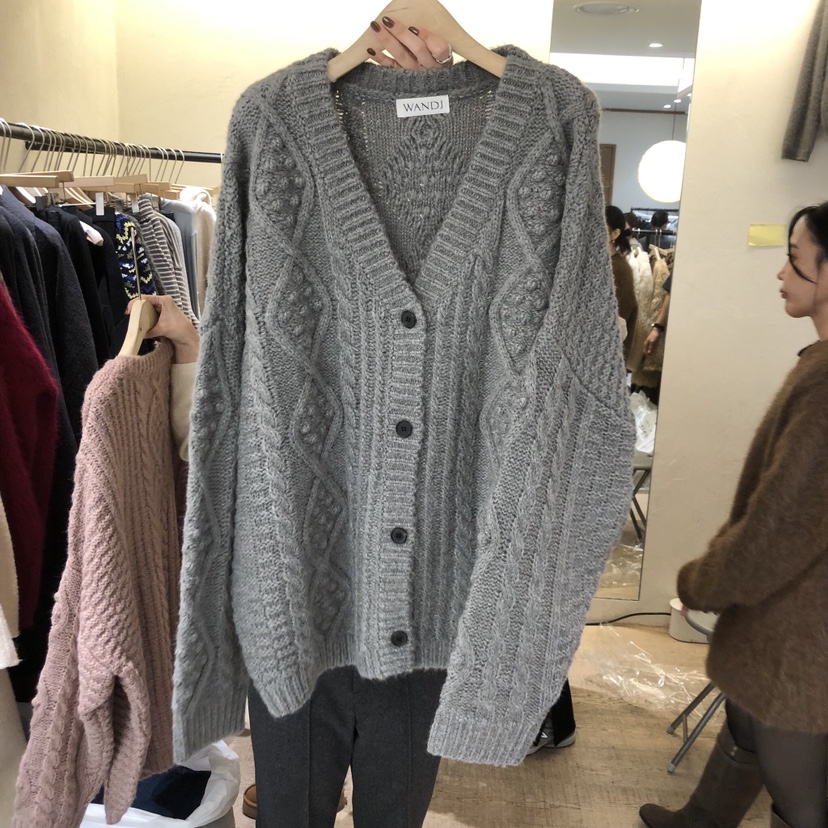 W AND J東大門㊣代購女士新款真品25秋冬職業毛衣網眼開衫W AND J毛衣圖色4