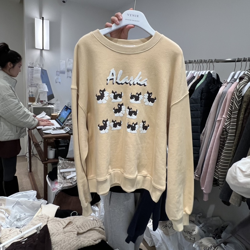 VENIR-a東大門㊣代購女裝新款時尚25秋冬熱賣人氣衛衣加絨VENIR-a衛衣圖色1