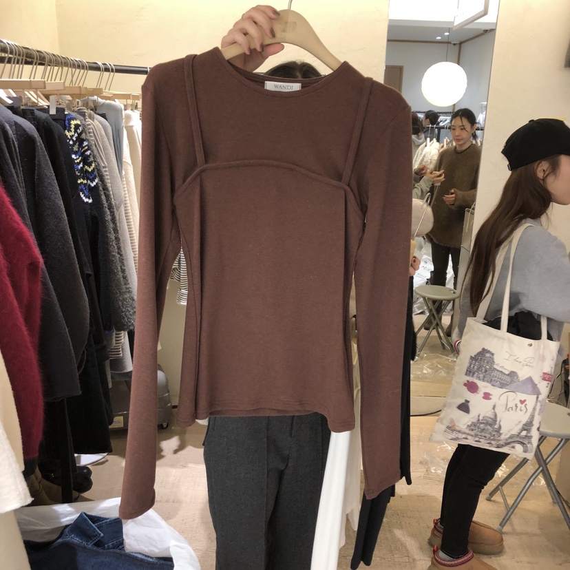 W AND J韓國代購㊣女裝新款熱賣時尚人氣推薦職業長袖T恤W AND J長袖T恤圖色2