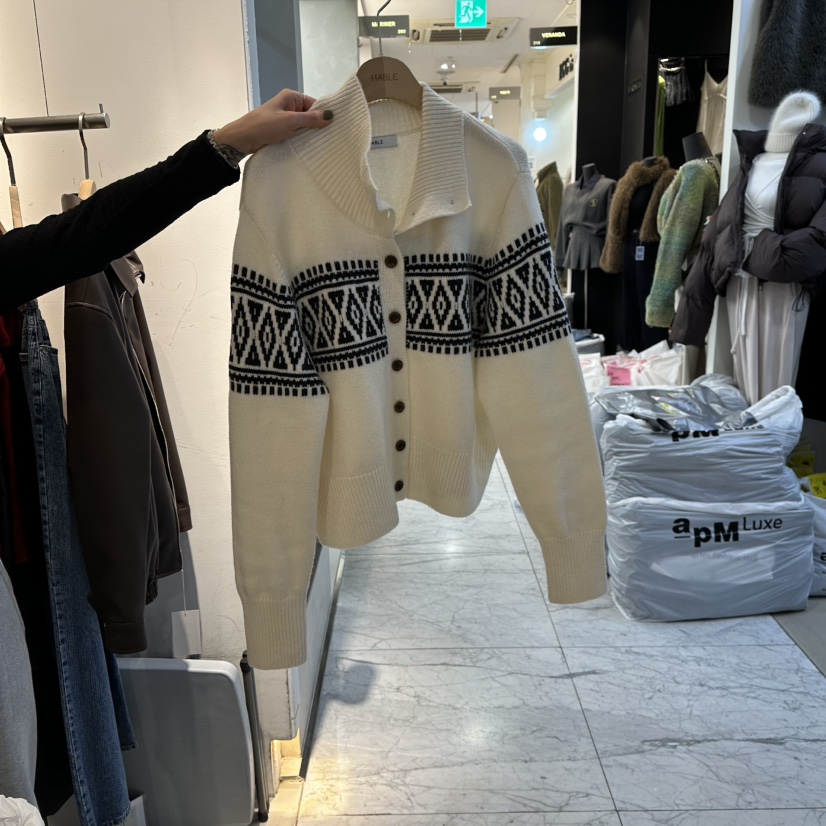 HABLE東大門㊣實拍女士新品推薦25秋冬時尚職業熱賣針織衫開衫HABLE針織衫圖色1