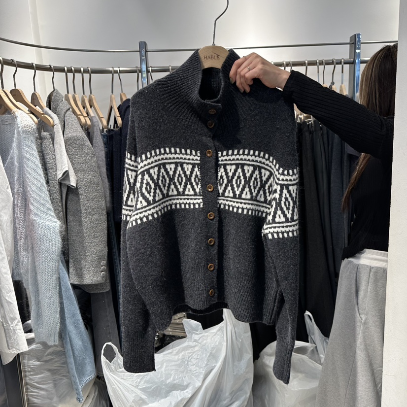 HABLE東大門㊣實拍女士新品推薦25秋冬時尚職業熱賣針織衫開衫HABLE針織衫圖色2