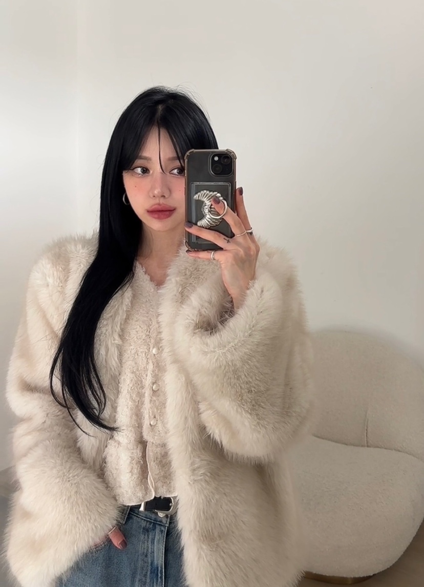 AMUSE SEOUL東大門㊣實拍女裝新款人氣時尚休閑25秋冬短款大衣AMUSE SEOUL短款大衣