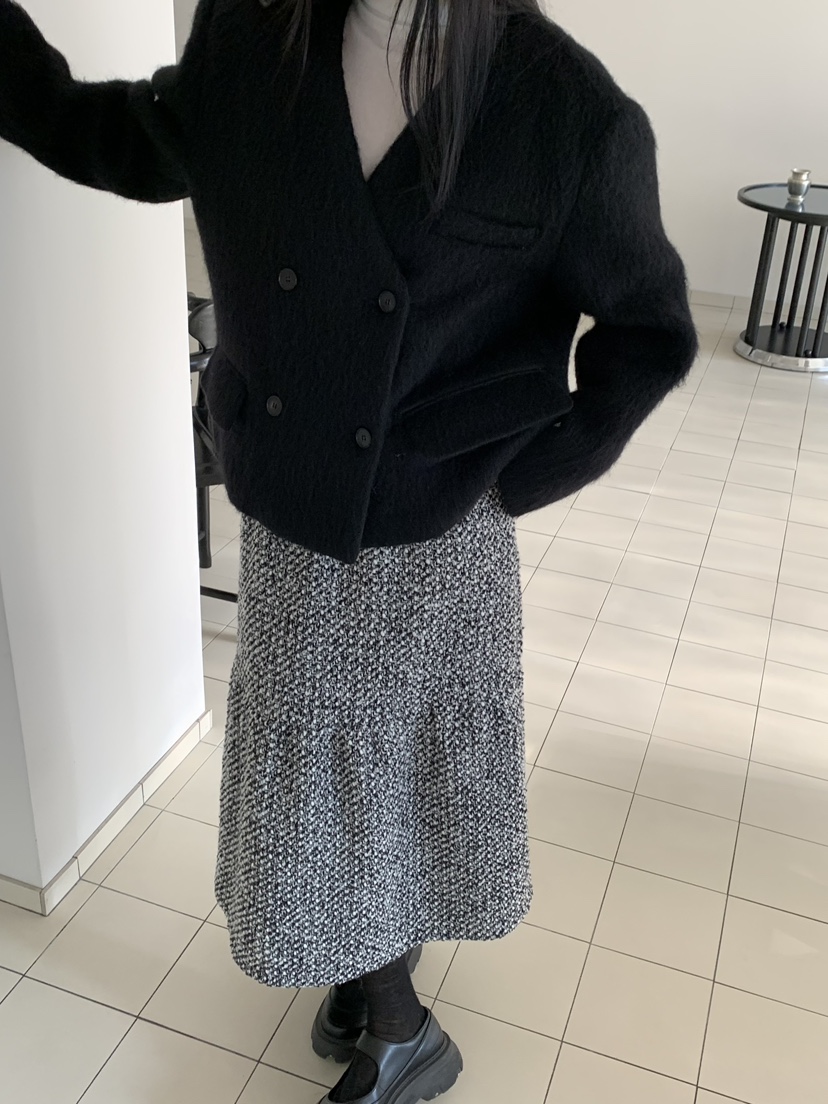 LOVE MY SANTA韓國直郵㊣女裝新品25秋冬休閑長裙粗花呢羊毛Santa/LOVE MY SANTA長裙