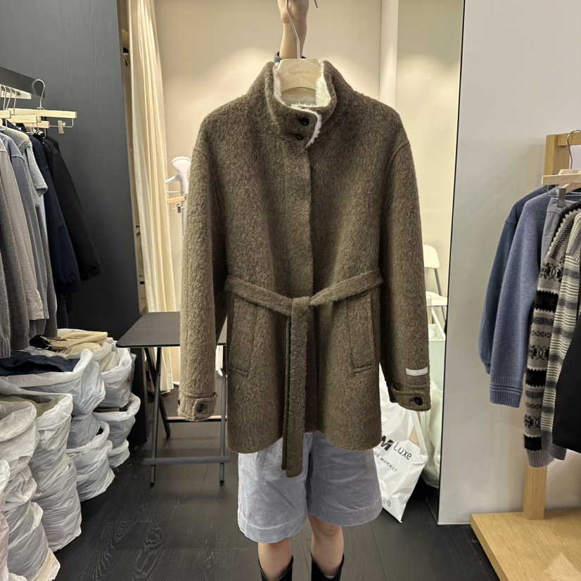 SALT BREAD東大門㊣代購女裝新品25秋冬熱賣短款大衣含腰帶SALT BREAD短款大衣圖色2