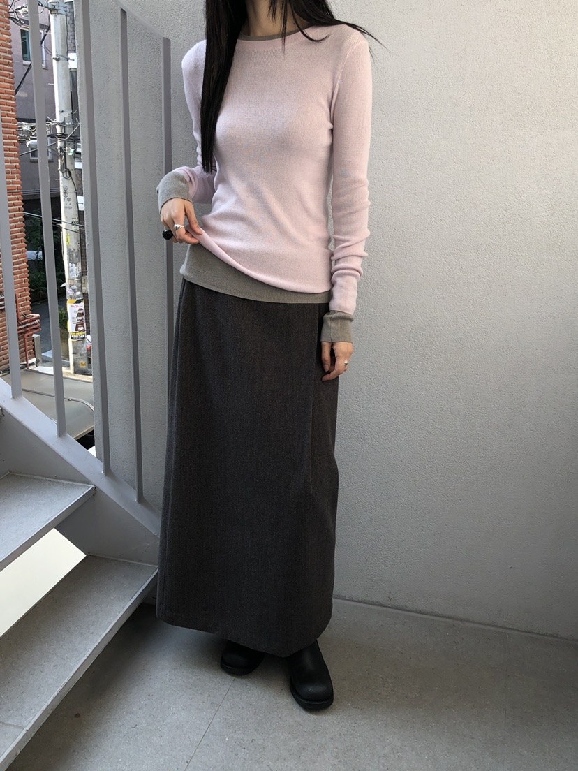 B_GARDER韓國直郵㊣女裝新品人氣推薦25秋冬長裙羊毛人字紋B.GARDER長裙