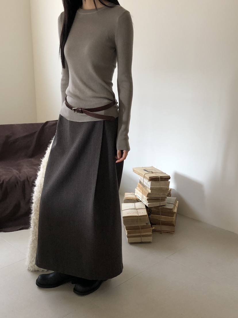 B_GARDER韓國直郵㊣女裝新品人氣推薦25秋冬長裙羊毛人字紋B.GARDER長裙