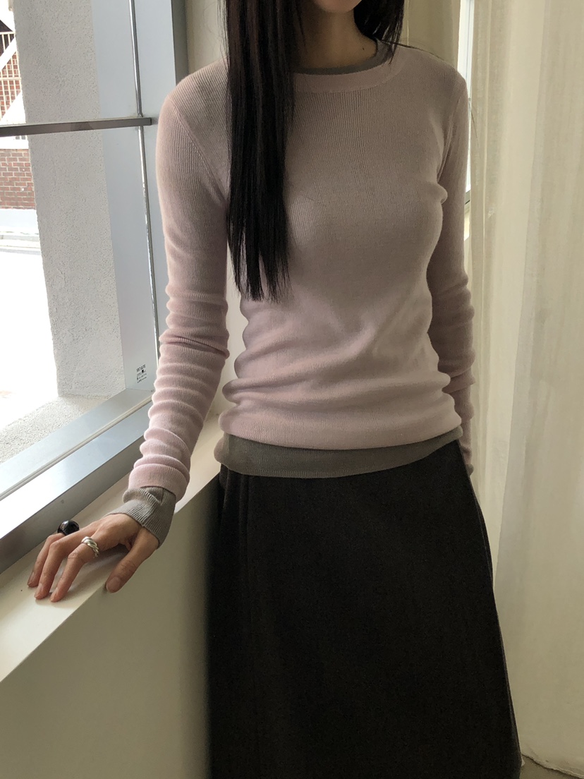 B_GARDER東大門㊣實拍女士新品25秋冬推薦時尚休閑熱賣長袖T恤B.GARDER長袖T恤