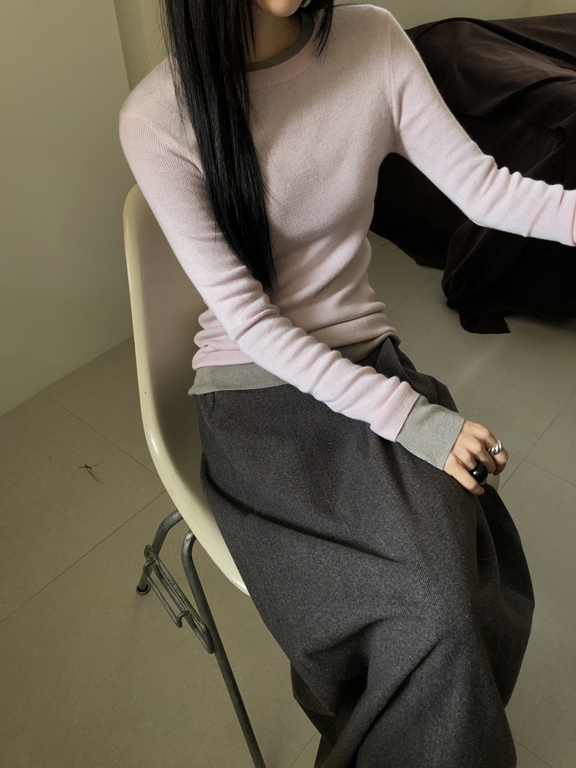 B_GARDER東大門㊣實拍女士新品25秋冬推薦時尚休閑熱賣長袖T恤B.GARDER長袖T恤