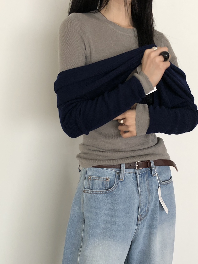 B_GARDER東大門㊣實拍女士新品25秋冬推薦時尚休閑熱賣長袖T恤B.GARDER長袖T恤