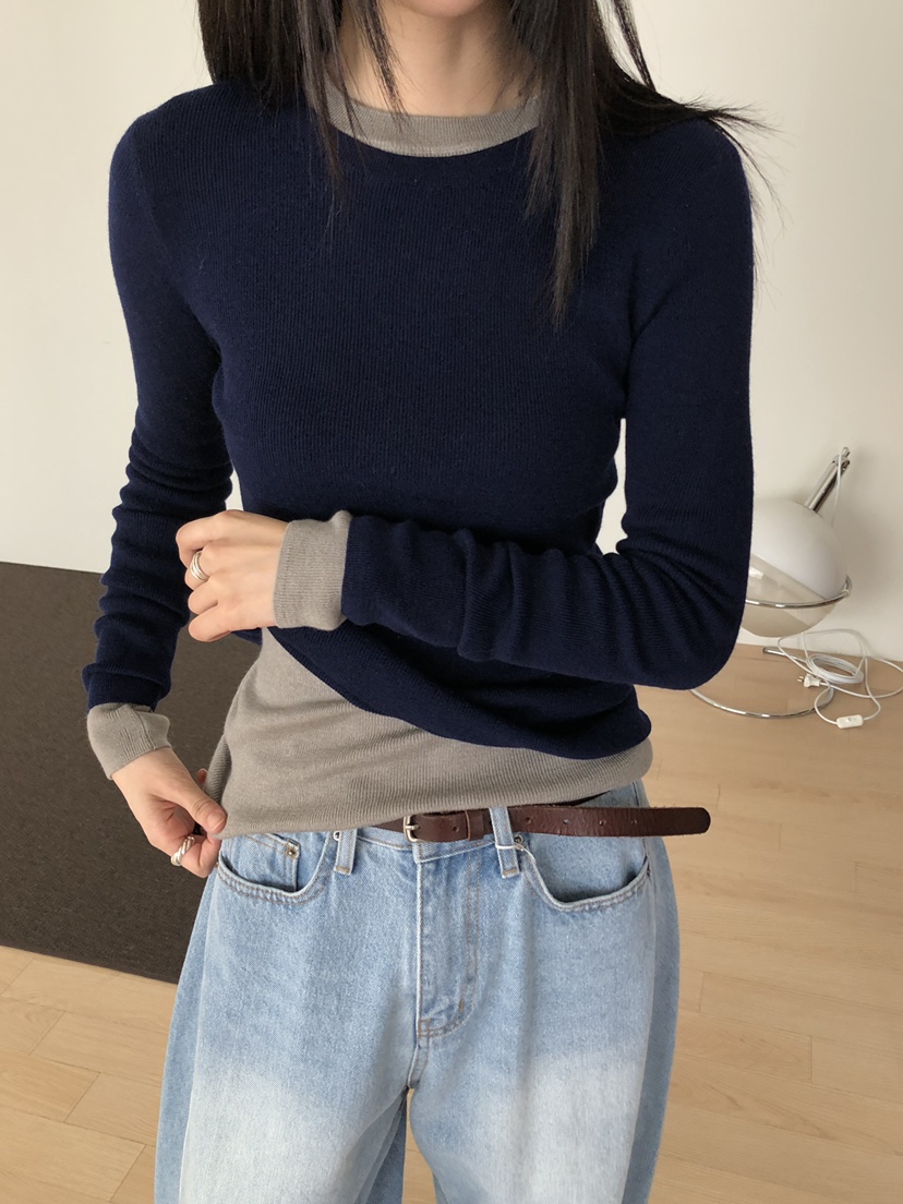 B_GARDER東大門㊣實拍女士新品25秋冬推薦時尚休閑熱賣長袖T恤B.GARDER長袖T恤