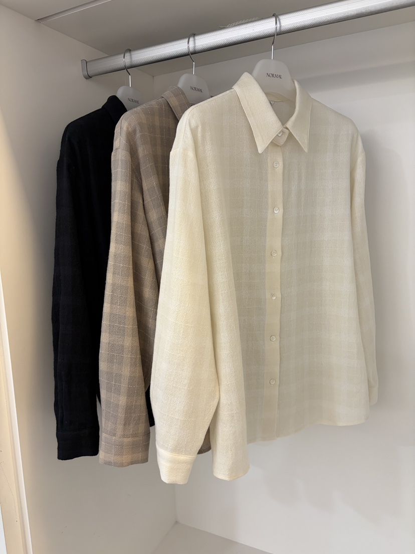 NORMAL東大門㊣直郵女裝新款人氣職業推薦襯衫蕾絲衫羊毛格紋NORMAL襯衫/蕾絲衫