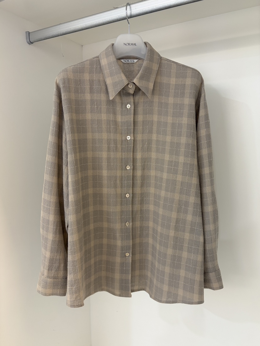 NORMAL東大門㊣直郵女裝新款人氣職業推薦襯衫蕾絲衫羊毛格紋NORMAL襯衫/蕾絲衫圖色2