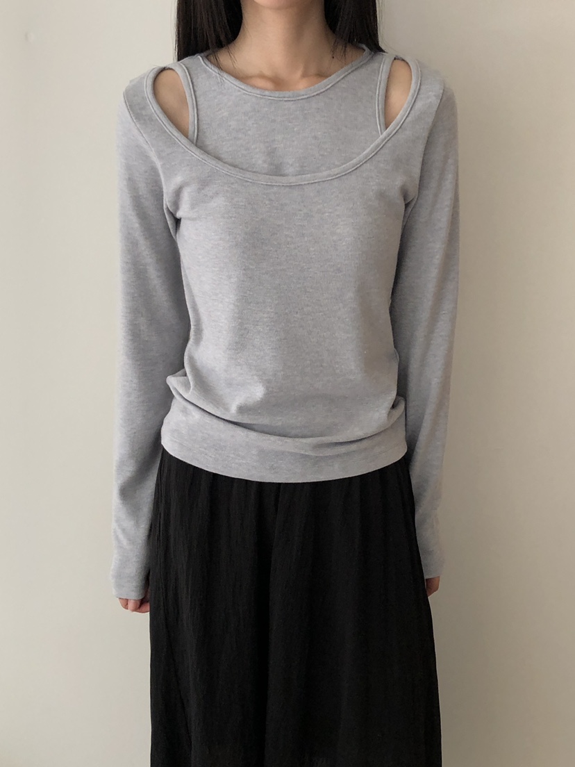 B_GARDER東大門㊣代購女裝新款人氣時尚真品25秋冬長袖T恤假兩件B.GARDER長袖T恤