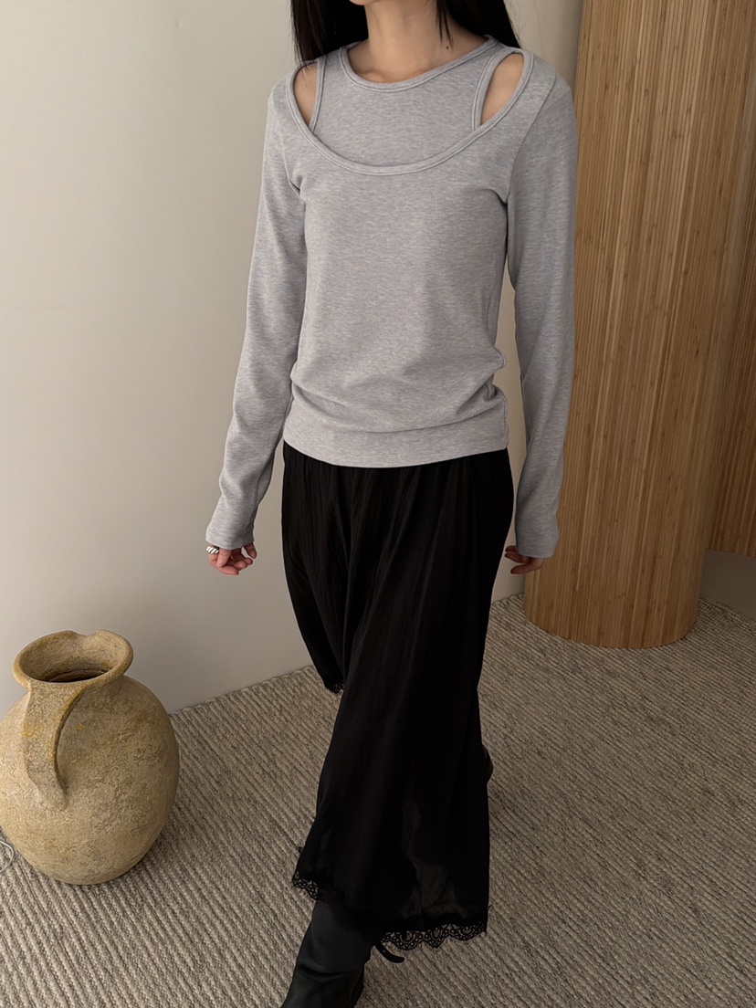 B_GARDER東大門㊣代購女裝新款人氣時尚真品25秋冬長袖T恤假兩件B.GARDER長袖T恤