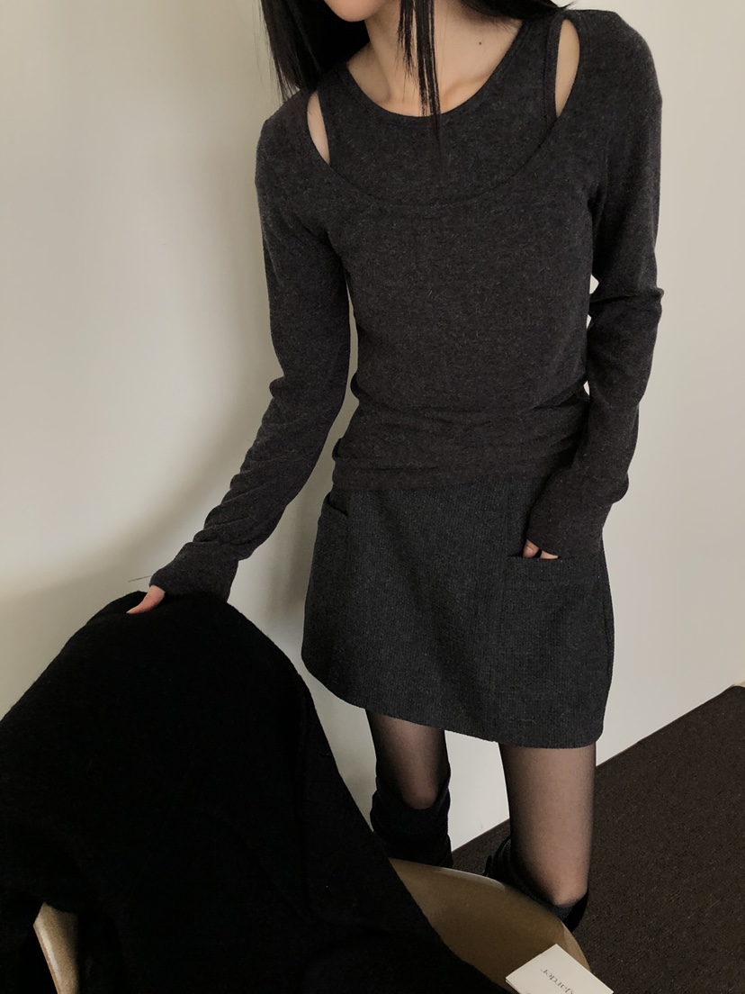 B_GARDER東大門㊣代購女裝新款人氣時尚真品25秋冬長袖T恤假兩件B.GARDER長袖T恤