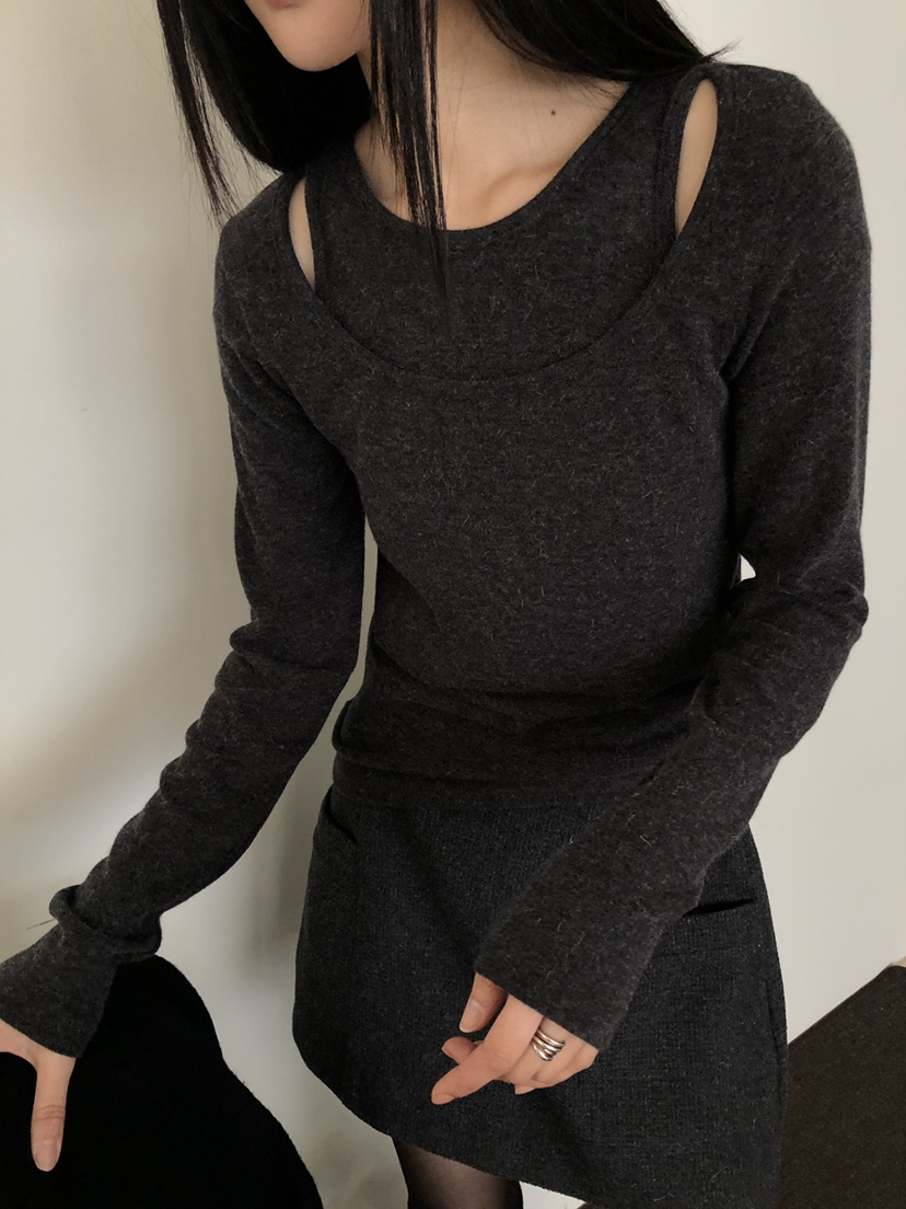 B_GARDER東大門㊣代購女裝新款人氣時尚真品25秋冬長袖T恤假兩件B.GARDER長袖T恤