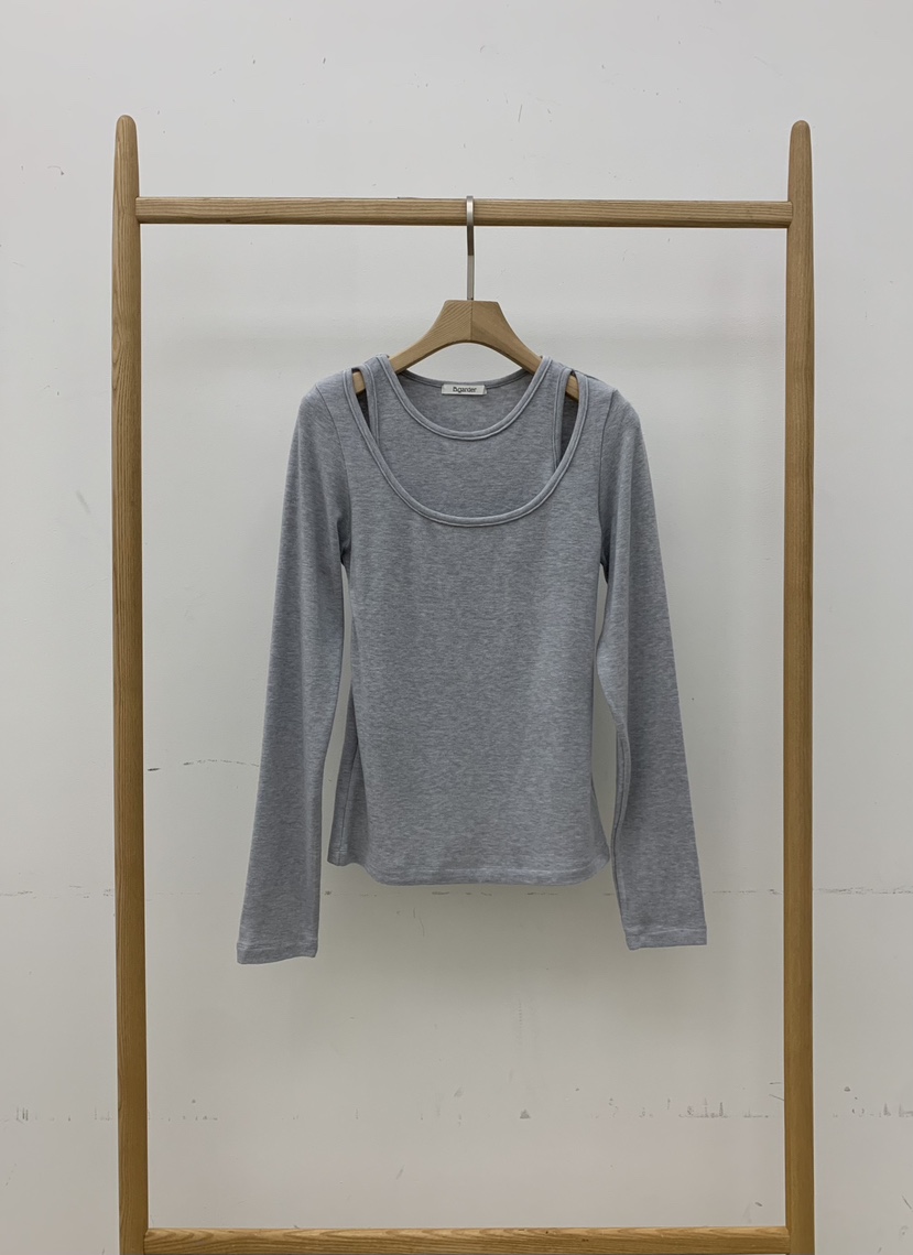 B_GARDER東大門㊣代購女裝新款人氣時尚真品25秋冬長袖T恤假兩件B.GARDER長袖T恤圖色2